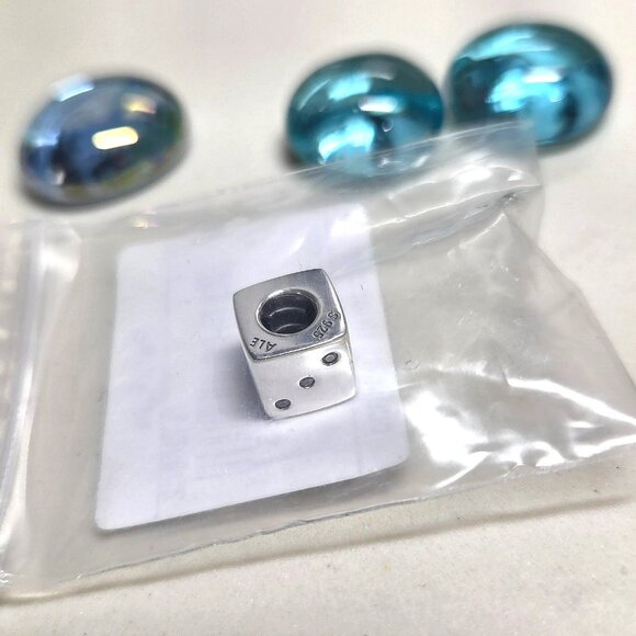 Authentic Pandora Sterling Silver Lucky Dice CZ Bead Charm For Moments Bracelet - Picture 5 of 5